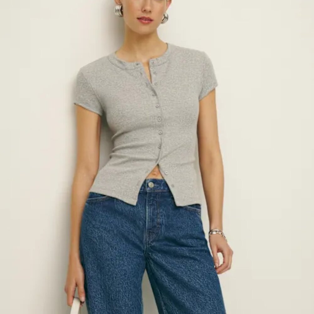 Reformation Raelynn Knit Top Grey - Size XS